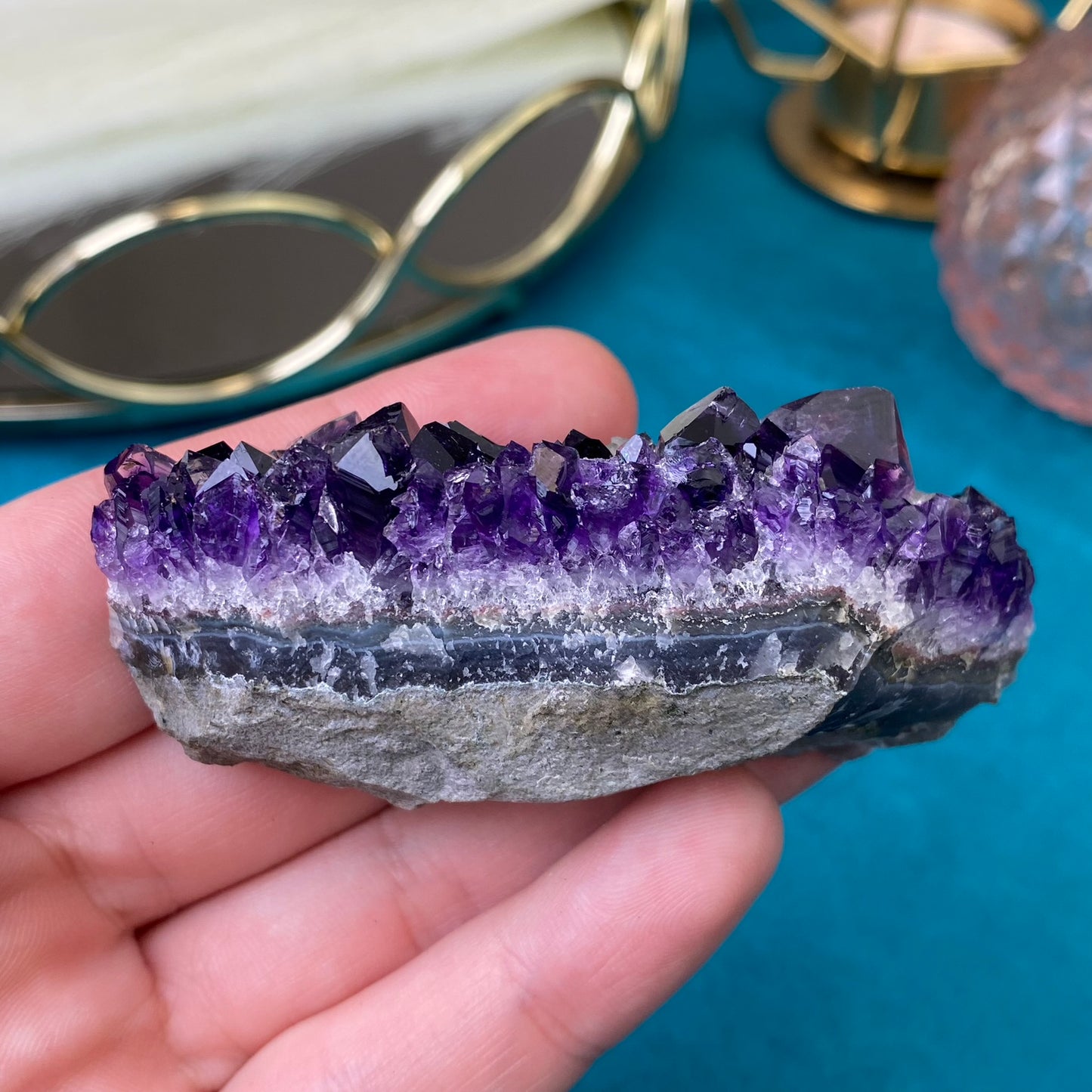 Natural raw Amethyst druse/cluster with Calcite (High Quality,Uruguay,73g.)