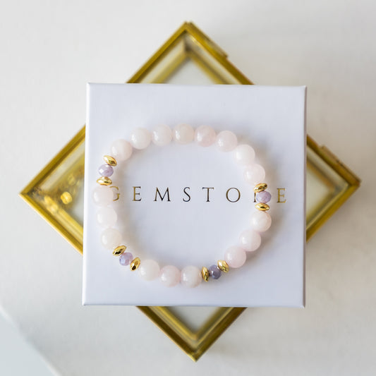 Madagascar Rose Quartz bracelet (Madagascar Rose Quartz,8mm.For love, beauty and health)