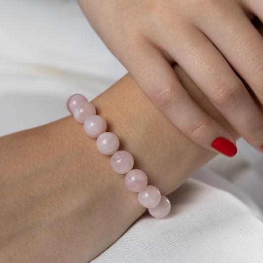 Madagascar Rose Quartz bracelet (Madagascar Rose Quartz, 10mm. For love, beauty and health)