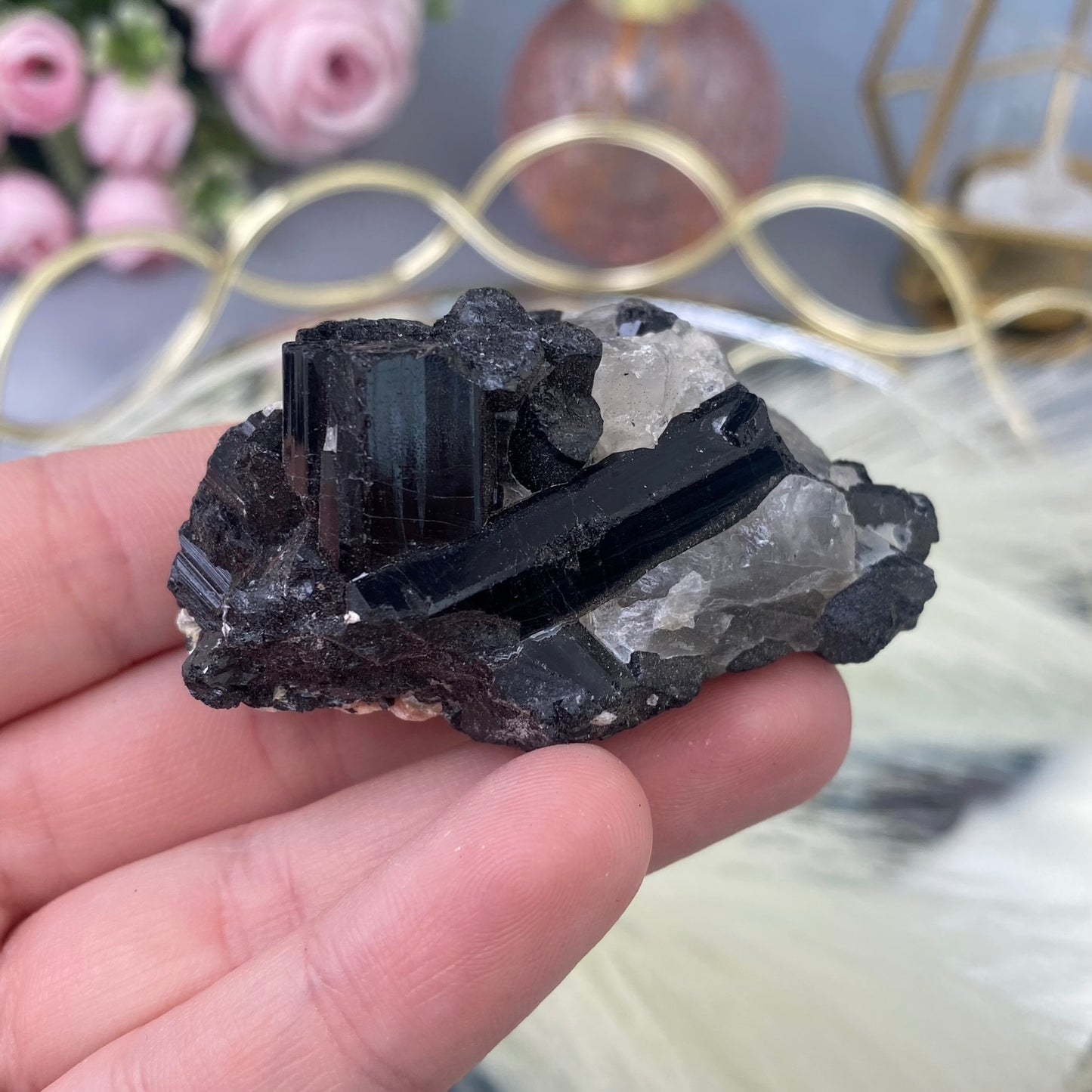 Black Tourmaline in Quartz