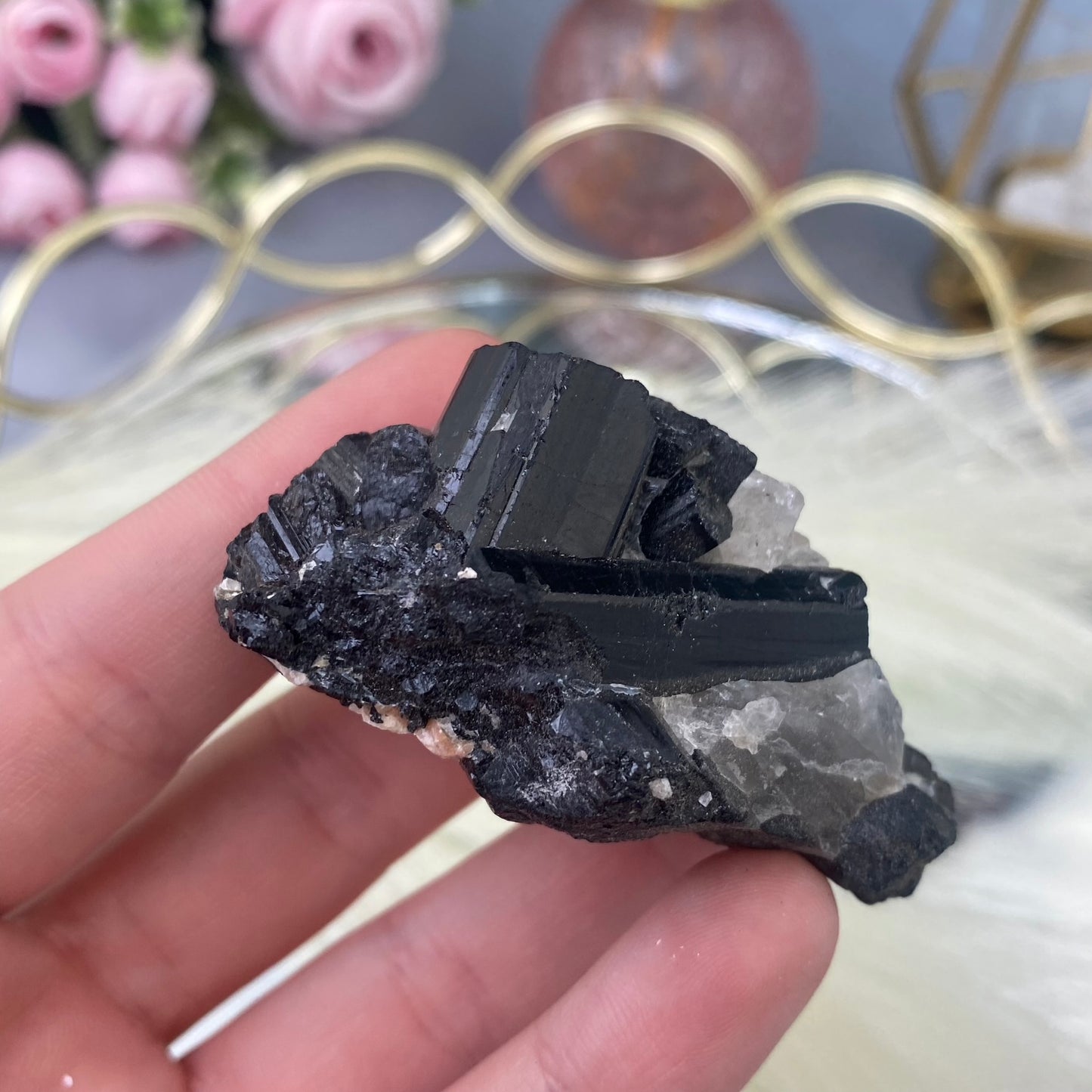 Black Tourmaline in Quartz