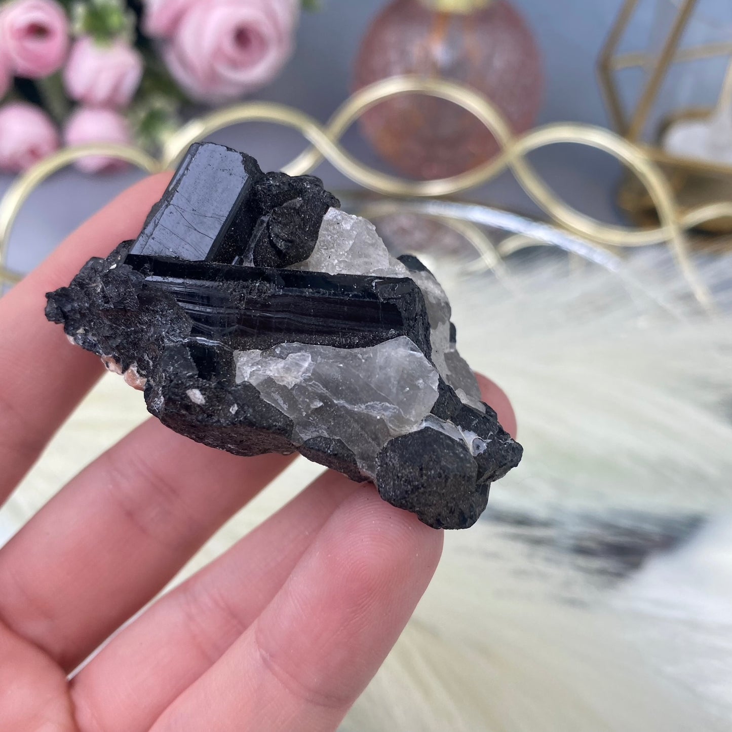 Black Tourmaline in Quartz