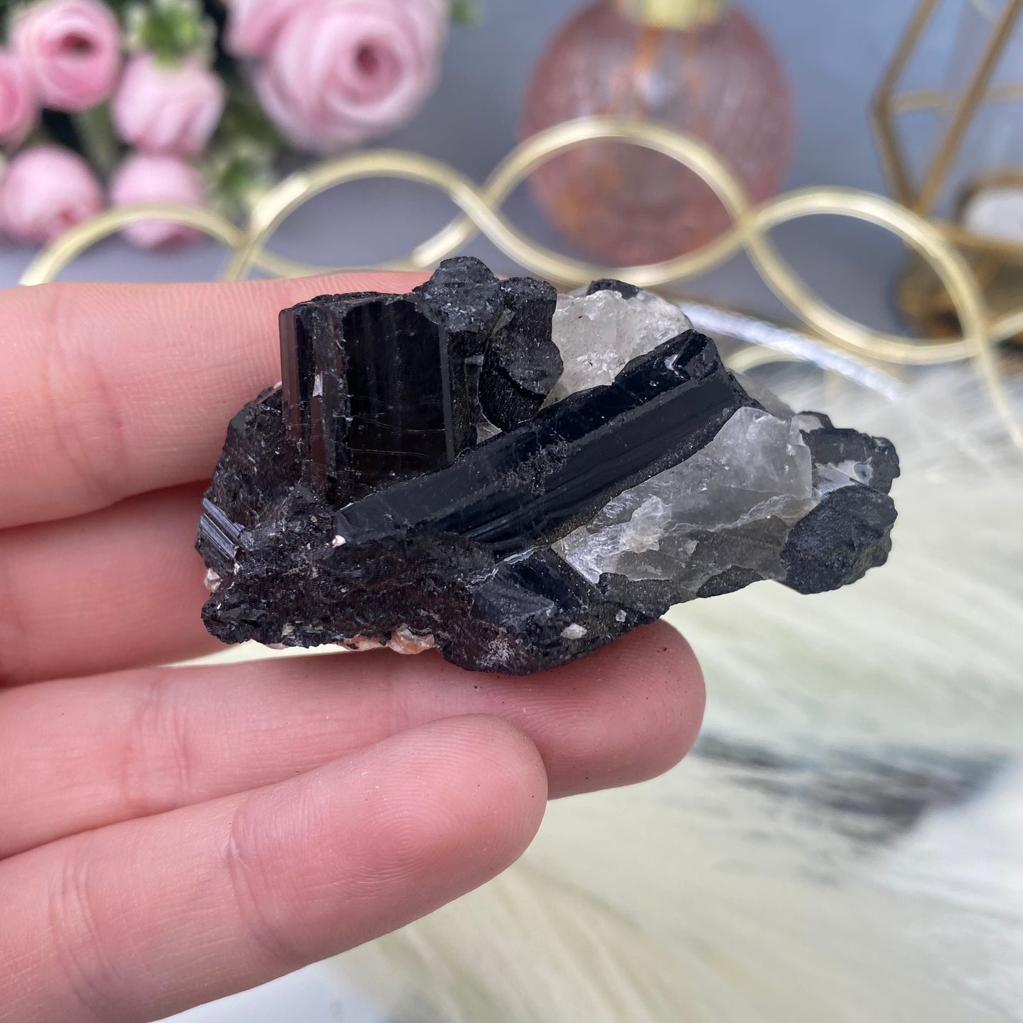 Black Tourmaline in Quartz