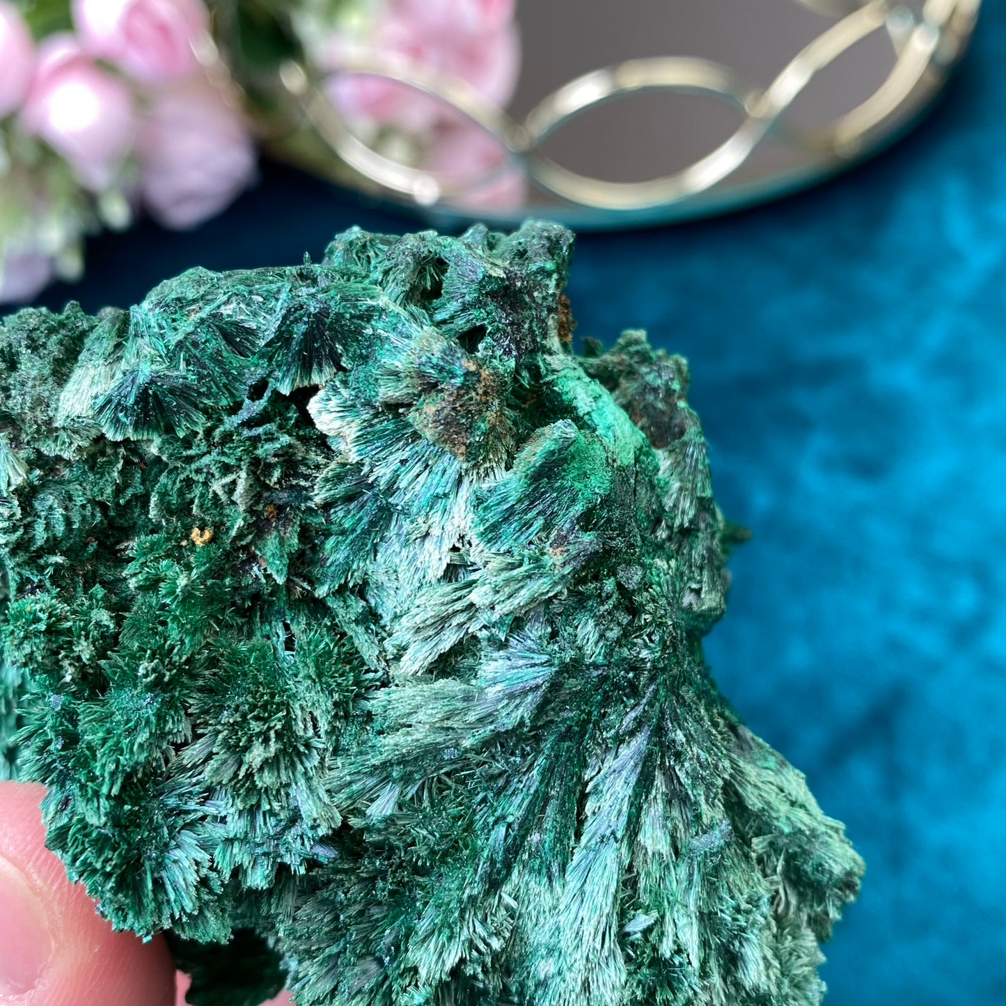 Natural raw Satin Malachite/ Velvet Malachite 213g. (Congo)