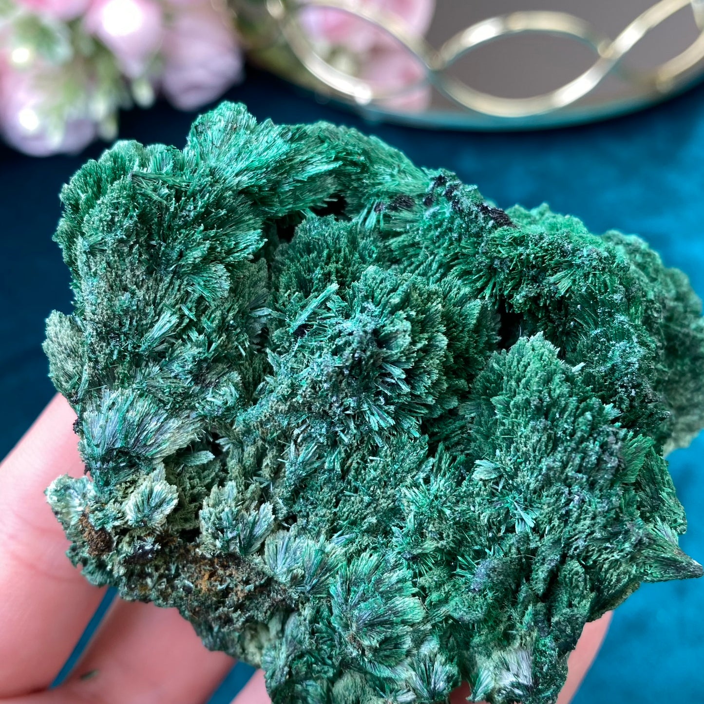 Natural raw Satin Malachite/ Velvet Malachite 213g. (Congo)