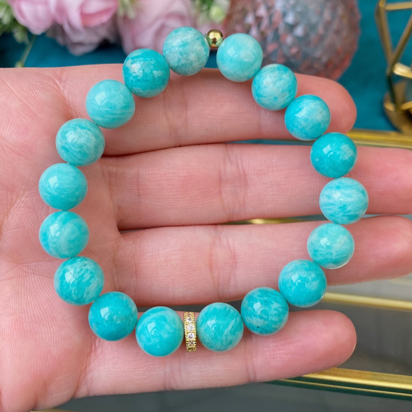 Amazonite bracelet (Amazonite, 10mm.For peace, self-confidence and dreams come true)