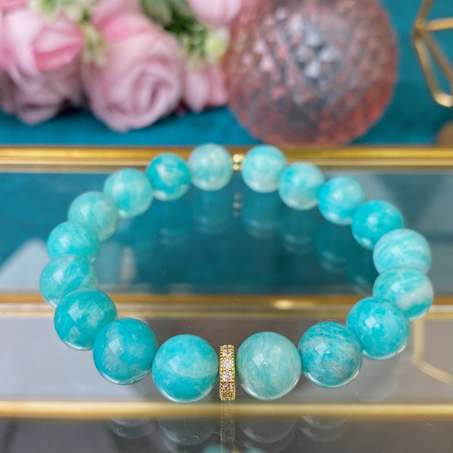 Amazonite bracelet (Amazonite, 10mm.For peace, self-confidence and dreams come true)