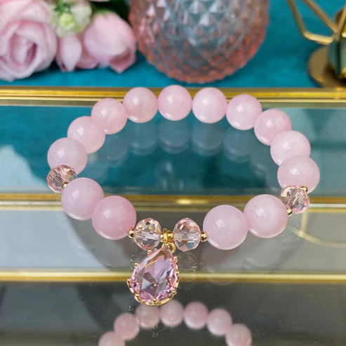 Madagascar Rose Quartz bracelet (Madagascar Rose Quartz,10mm.For love, beauty and health)