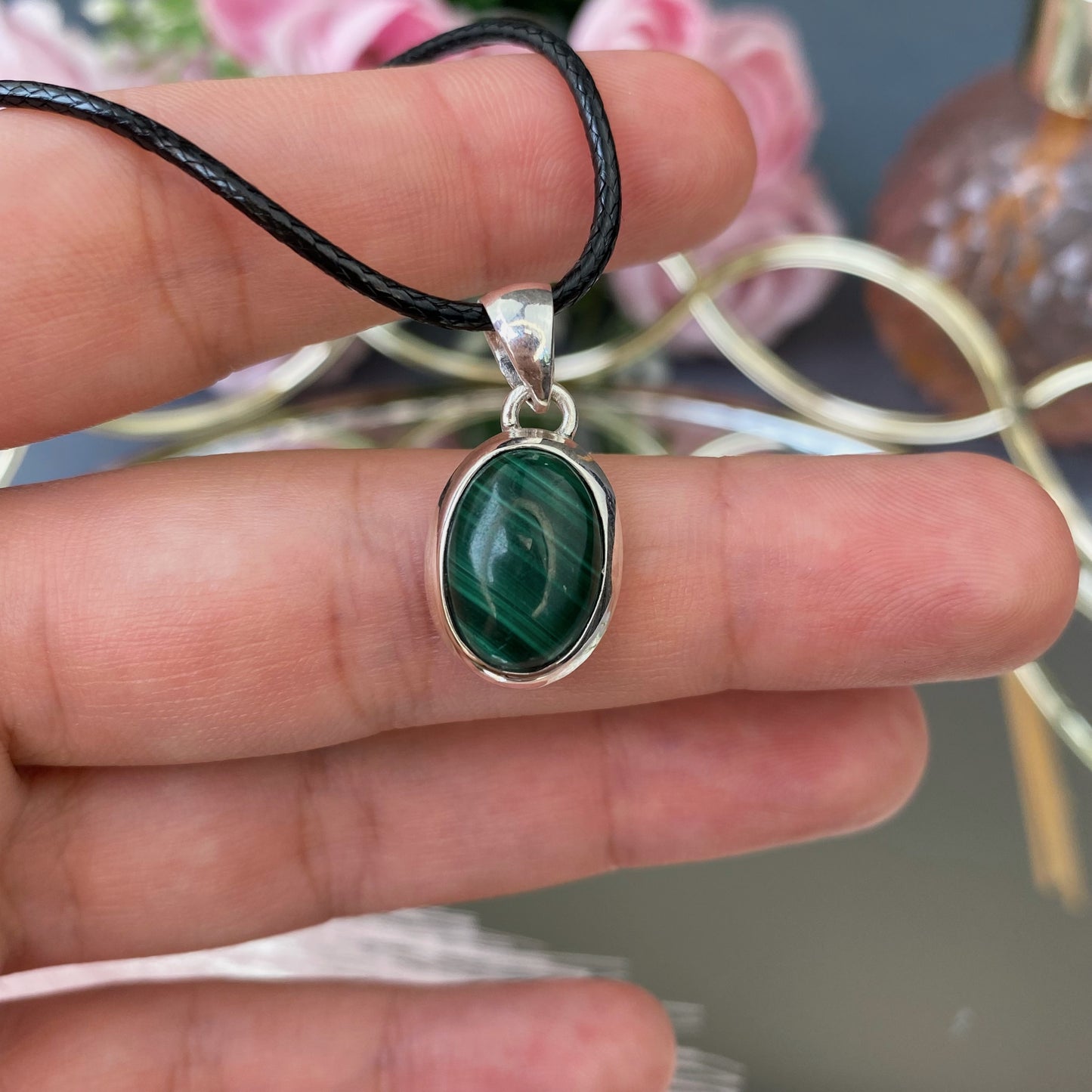 Malachite silver 925 pendant