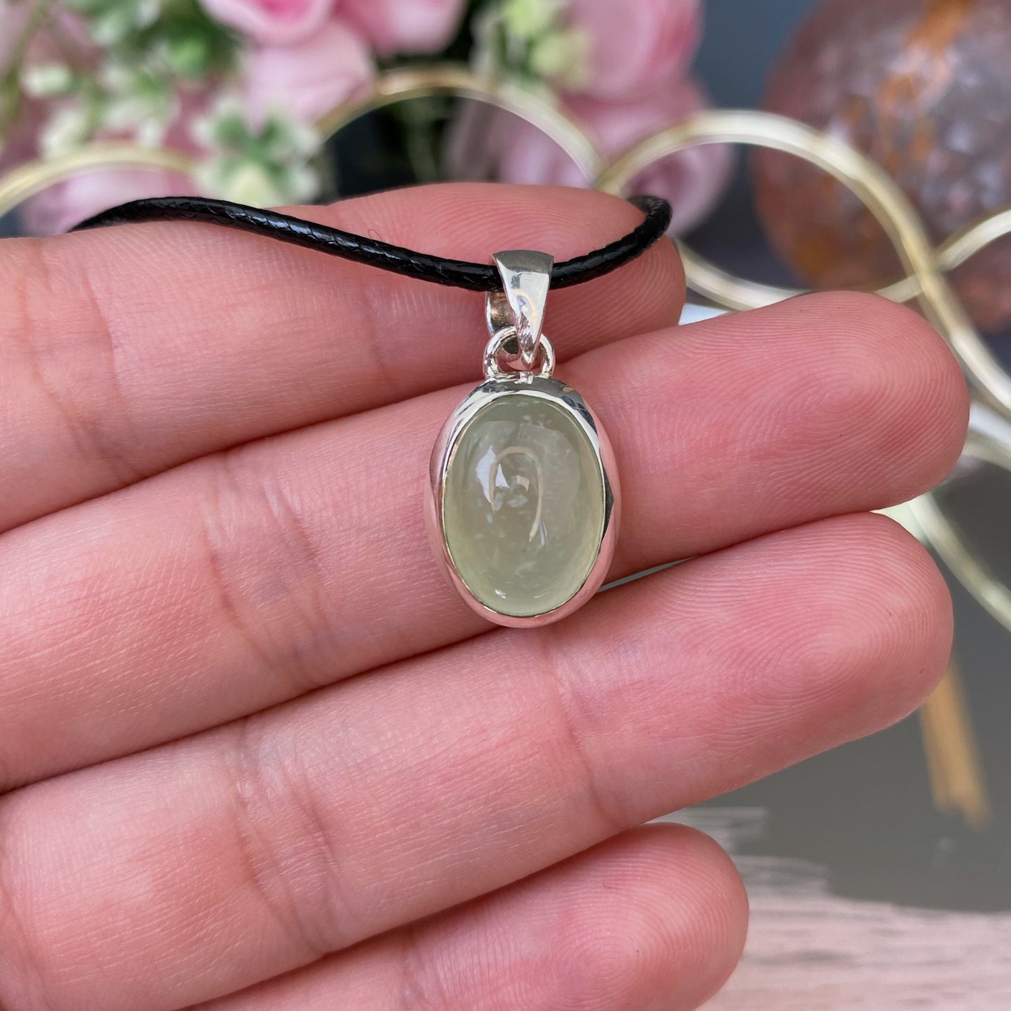 Prehnite silver 925 pendant