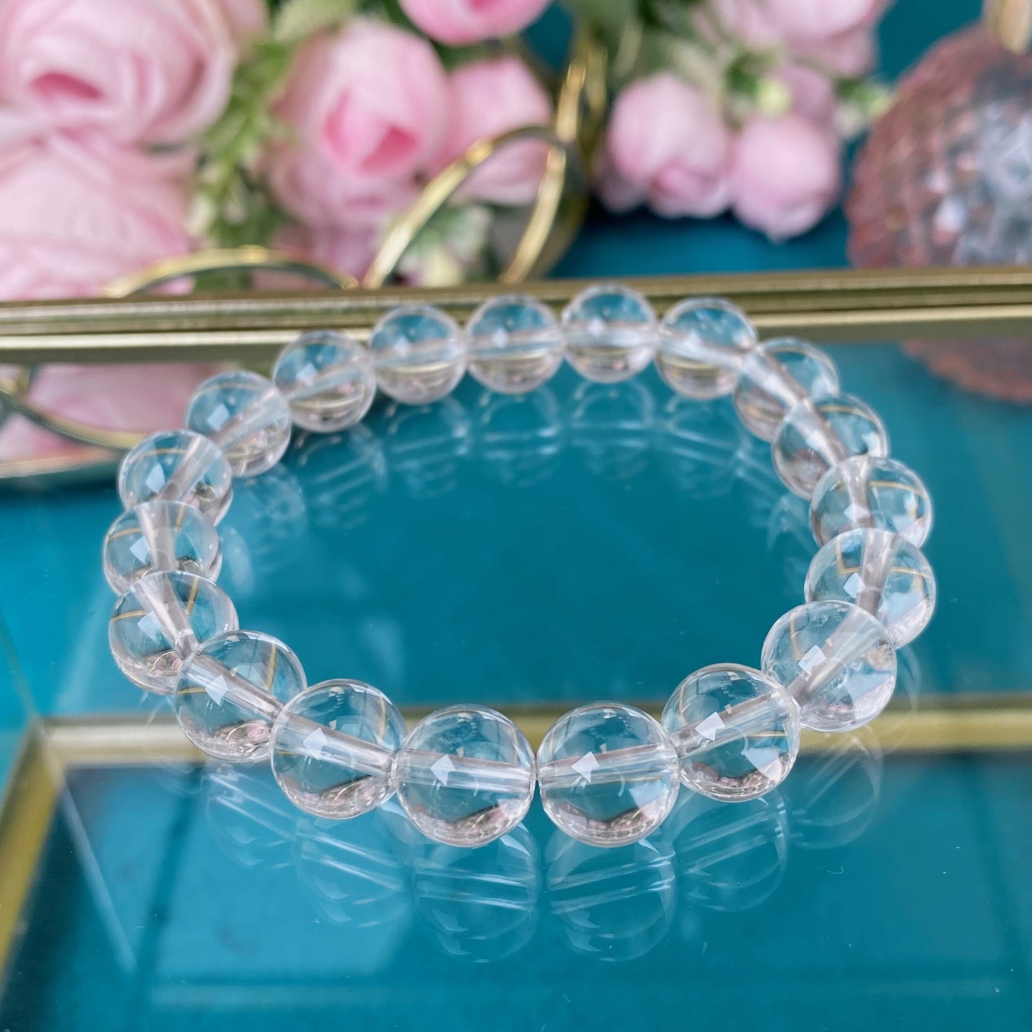 Clear Quartz bracelet (Clear Quartz,10mm.For health, positive energy and protection.)