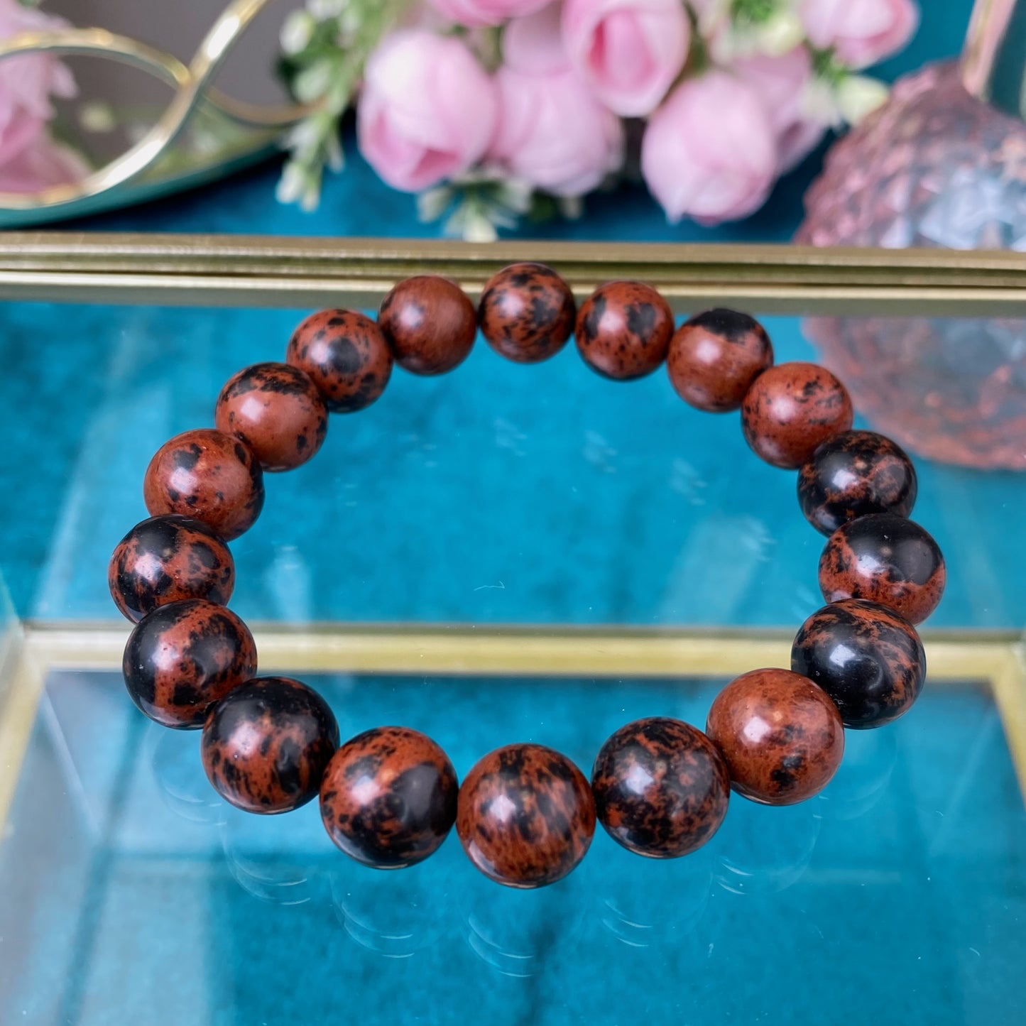 Mahogany Obsidian bracelet (Obsidian,  10mm. For stability, joy and positive energy.)