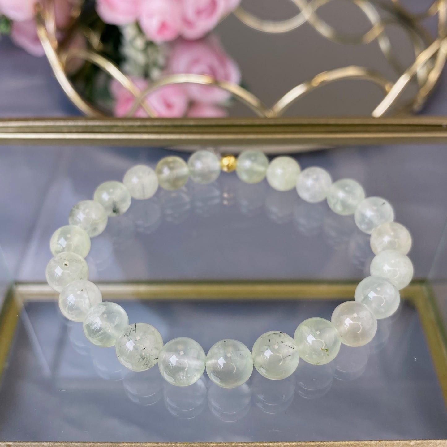 Prehnite bracelet (Prehnite, 8mm. For energy, joy and dreams come true.)